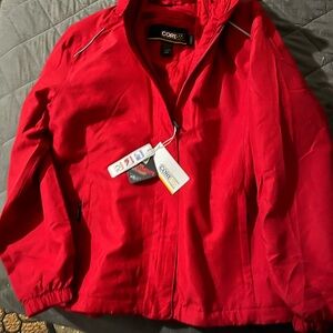 Core Women's Classic Red Jacket water resistant with attached hood